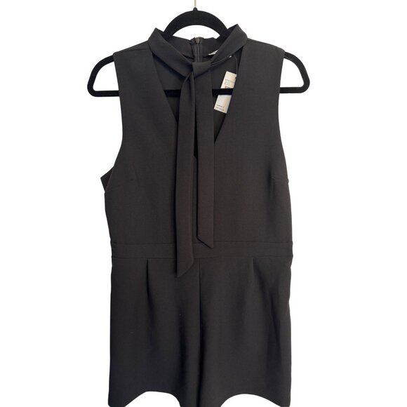 NWT The Vanity Room L Black Sleeveless Tie-Neck Romper - Picture 3 of 15